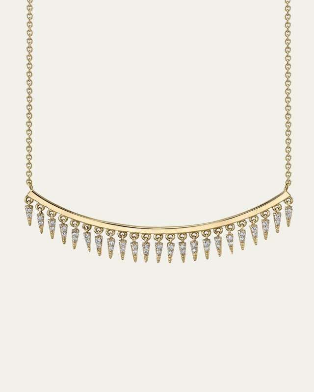 14k Diamond Fringe Drop Bar Necklace